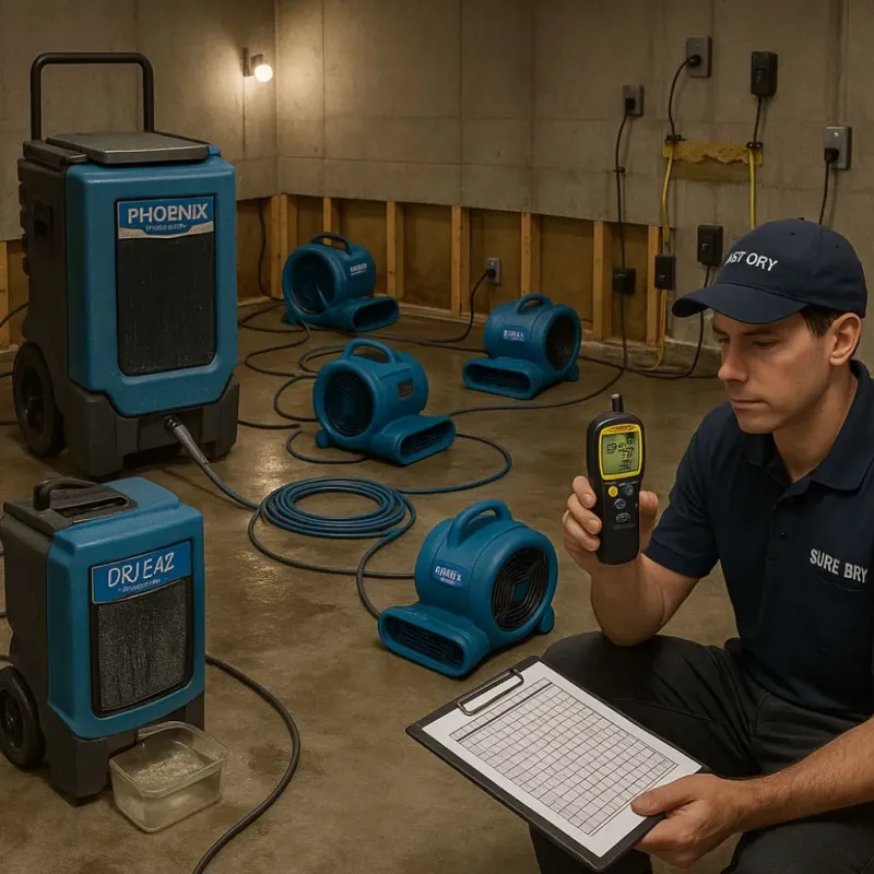 Structural Drying and Dehumidification process in Marlboro Village, MD